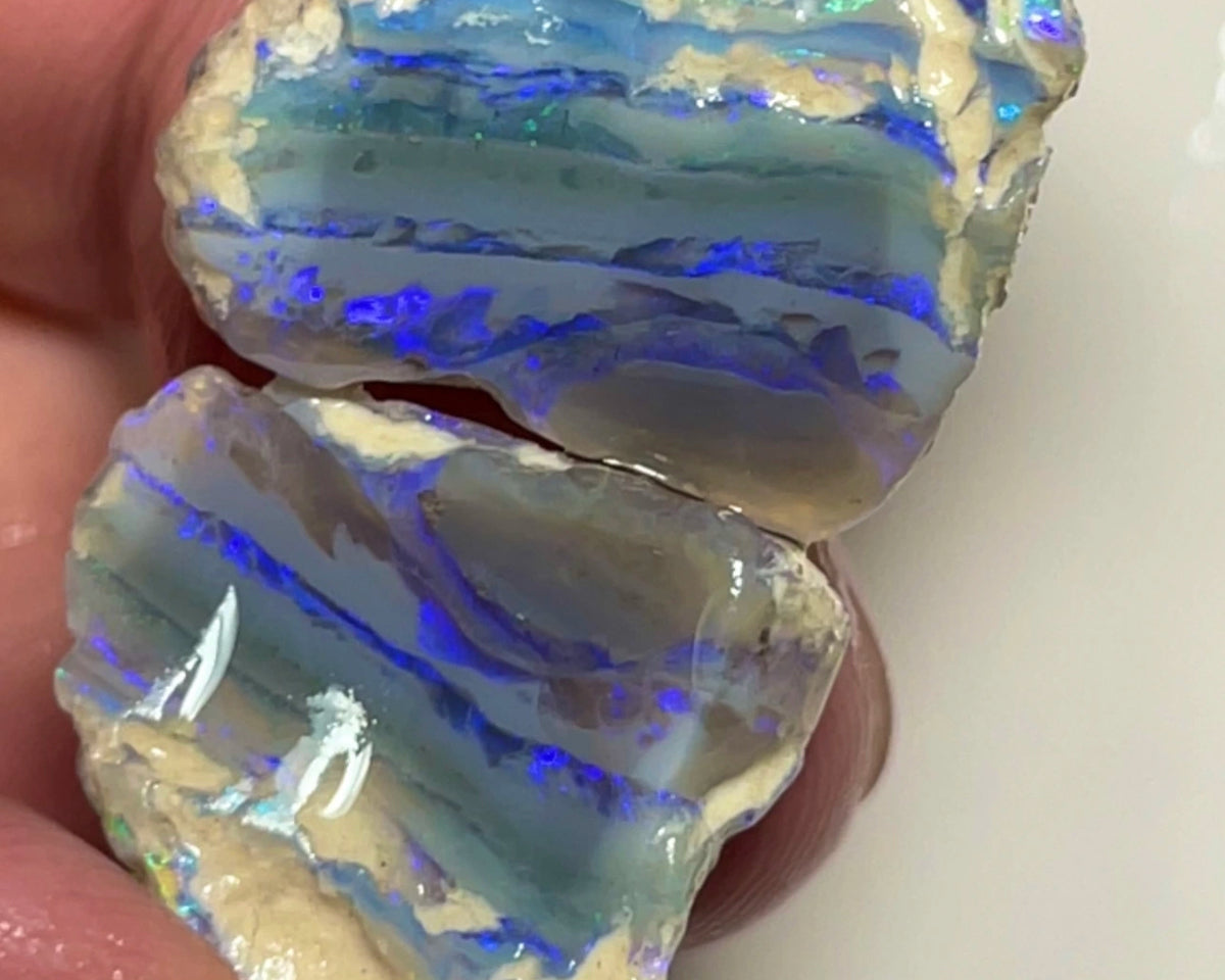 Layer Cake ? Blue Icing ? 36.50cts Lightning Ridge Dark base Crystal knobby opal rough Split 24x15x12 & 20x18x7mm NSW171