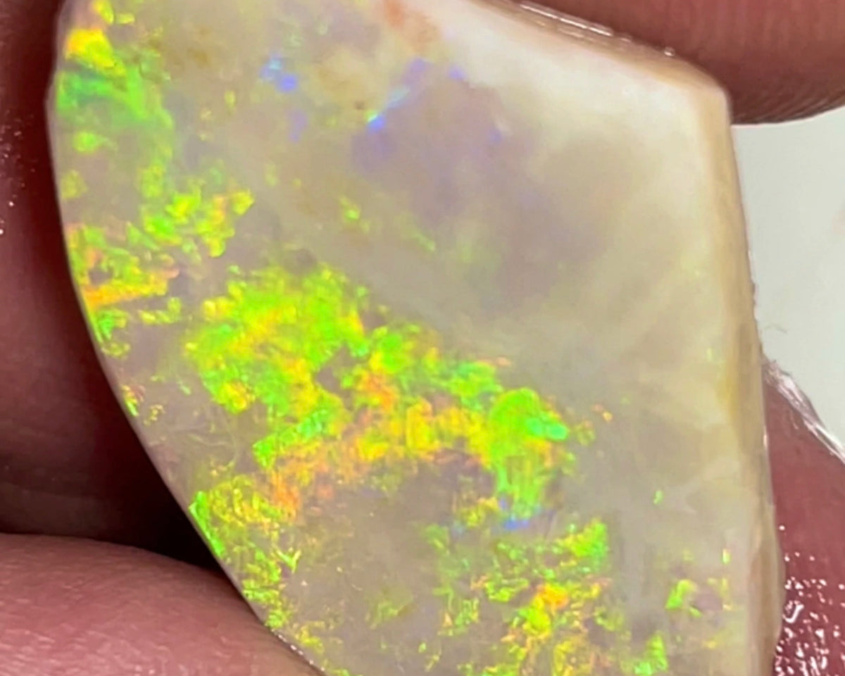 Lightning Ridge Nice sized Seam opal rub/rough 13.50cts Gorgeous exposed face Very Bright Yellow/Orange dominant Multifires to Polish & Set 23.00x 18.00x 3.00mm NEW969