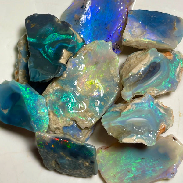 Cutter rough parcel Lightning Ridge 89.00cts Gorgeous & Bright Multifires To explore & Cut 27x15x8mm to 14x10x3mm NEW937