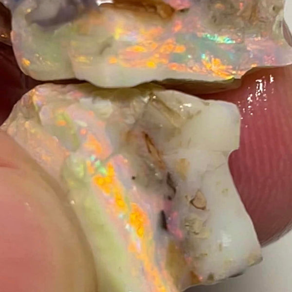 Lightning Ridge Rough Opal 33cts Big Pair Stunning Light/Dark Base Cutters Candy® High Grade Bright Multifires 22x14x12mm & 17x14x11mm MFB28
