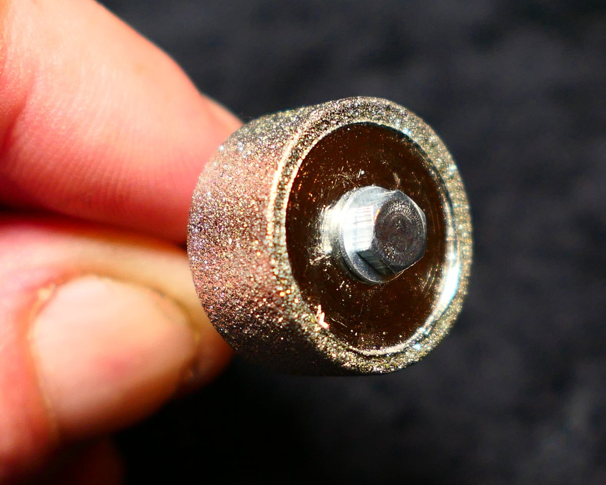 PULSAR DIAMOND™ New Little Ripper™ Diamond Welded Set of 3 Grits 80 150 & 320 Opal Mini Cabbing Grinder wheel/drum 20mm Diameter & 10mm wide comes with 3mm MANDREL fit Dremel & other Multitools with 3mm fittings Lapidary SETLR03