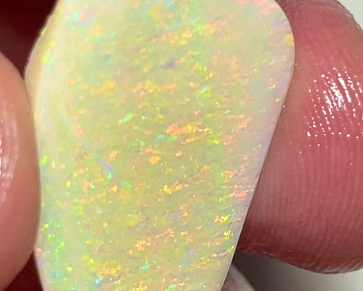 Stunning Big Sized Seam opal rub Lightning Ridge 10.00cts Bright Yellow/Orange dominant fires in Confetti / Floral pattern final shape & Polish to set 25.00x 15.00x 3.00mm  NEW963