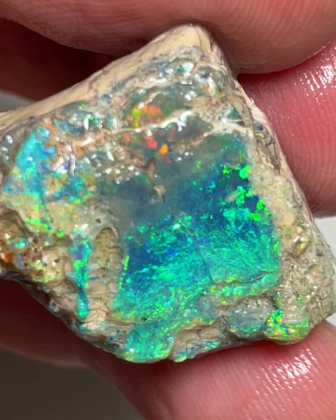 Coocoran Opal formation rub/rough 45.00cts Stunning Golds/Greens/Reds & Bright Multifires to exposed face  25.000 x 24.000 x 13.000mmmm NSW073