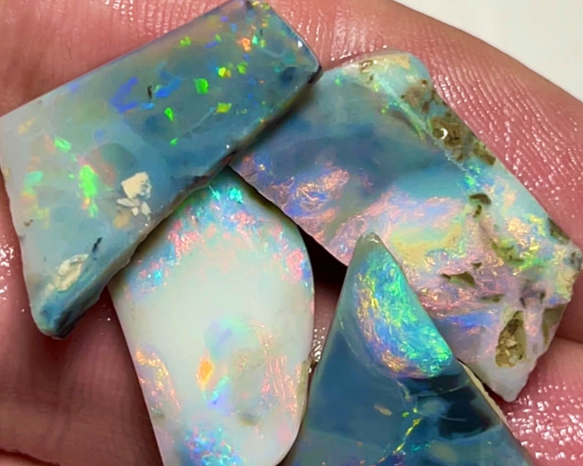 Lightning Ridge Seam opal rub/rough parcel 34.75cts Gorgeous exposed faces with Red/Pink dominant Multifires to Polish & Set 25x11x5mm to 20x14x2mm NEW968