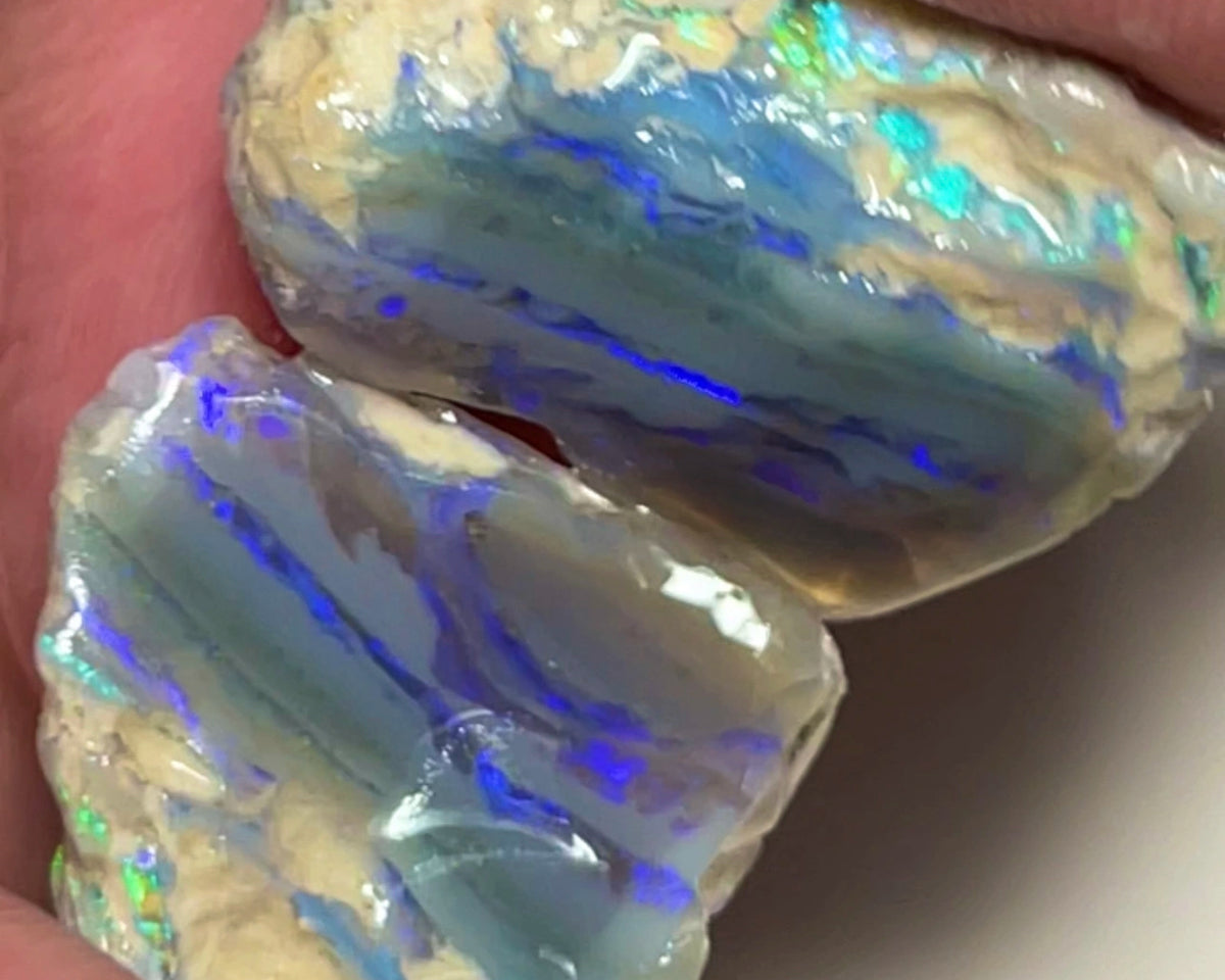 Layer Cake ? Blue Icing ? 36.50cts Lightning Ridge Dark base Crystal knobby opal rough Split 24x15x12 & 20x18x7mm NSW171