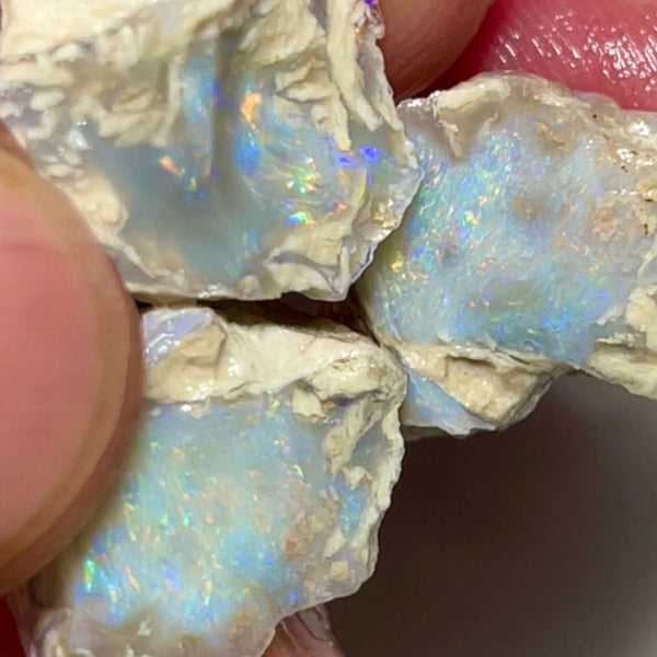 Lightning Ridge knobby opal rough Three way split 33.00cts Gorgeous Red/oranges/Yellows Multicolours to cut 18x16x10 to 14x12x12 mm NSW087