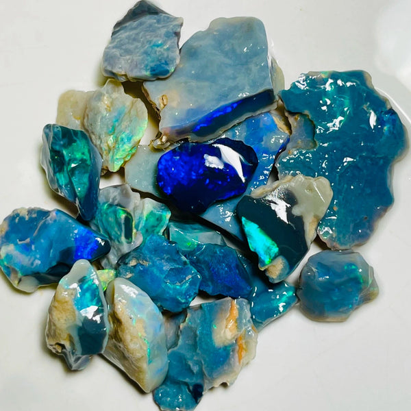 Lightning Ridge Rough Mulga® Black & Semi Black Opal Seam parcel 115cts Exotic Bright Colour & Full of Potential 22x20x6mm to 10x7x2mm NSW008