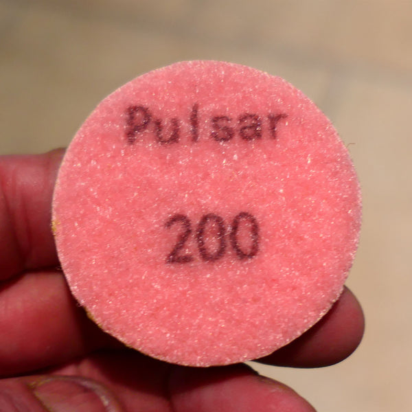 PULSAR DIAMOND™ 2"/50mm LITTLE LAPPER™ Resin Diamond Hook & Loop back hard resin flat lap mini lapidary 200Grit Pink LL200