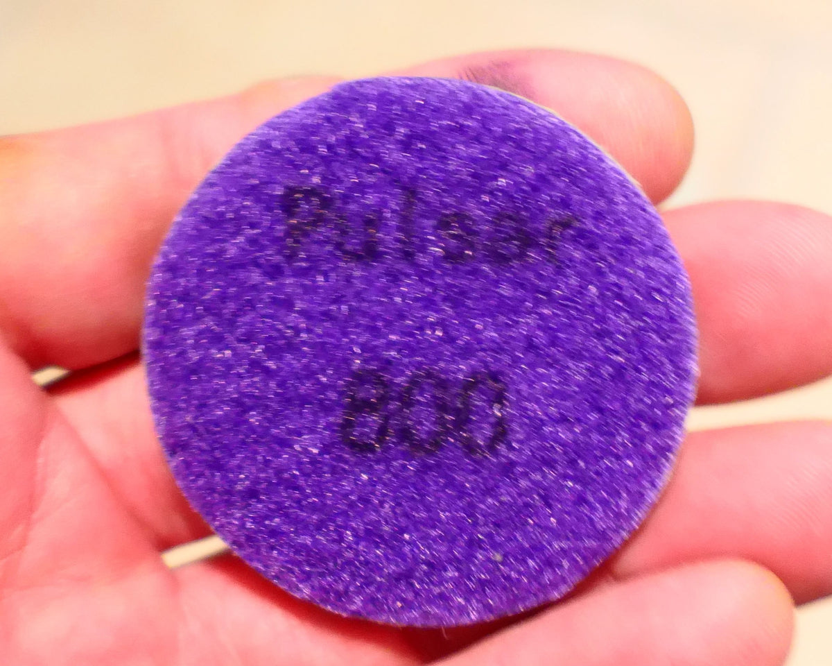PULSAR DIAMOND™ 2"/50mm  LITTLE LAPPER™  Resin Diamond Hook & Loop back hard resin flat lap mini lapidary 800Grit PURPLE LL800