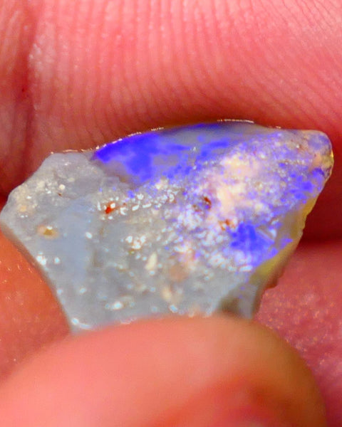 Lightning Ridge Rough rub Opal 3.15cts Dark Base blue dominant fires to cut and polish 15x13x3mm NSW132