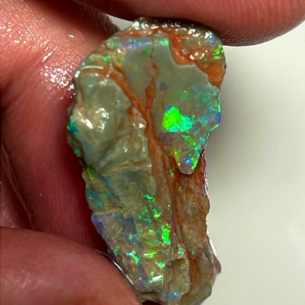 Lightning Ridge Opal Rough Untouched Dark Crystal Base Seam Formation 9.25ts Stunning Bright Multicolour 27x14x4mm NSW139
