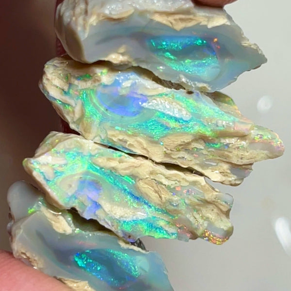 Lightning Ridge Nice Sized pair of knobby opal splits 51.75cts Gorgeous Multifires inc Orange's to Cut & gamble 25x15x7mm to 20x11x8mm NEW945