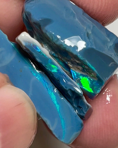 Multicolour bars worth a gamble 30.00cts Lightning Ridge Black base seam opal rough Stack 20x10x10 to 20x10x1.5mm NSW170