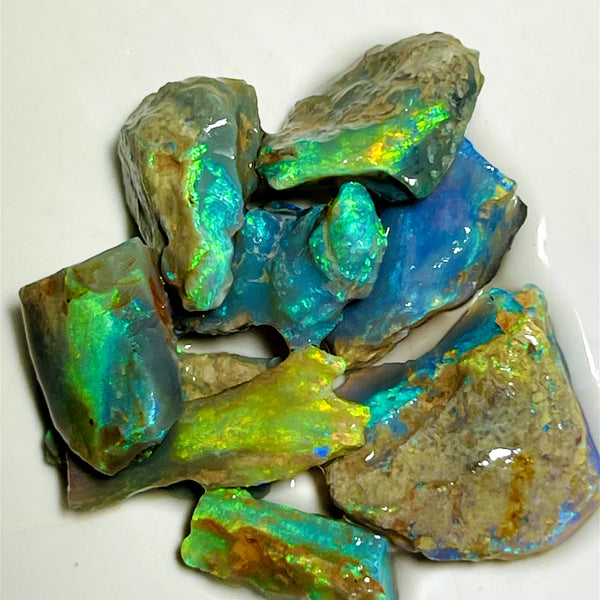 Lightning Ridge Rough Cutters Candy® Dark & Crystal knobby & Seam Opal parcel 33cts Stunning Gorgeous Vibrant Bright Multifires & bars 16x14x3mm to 12x5x3mm WAE38