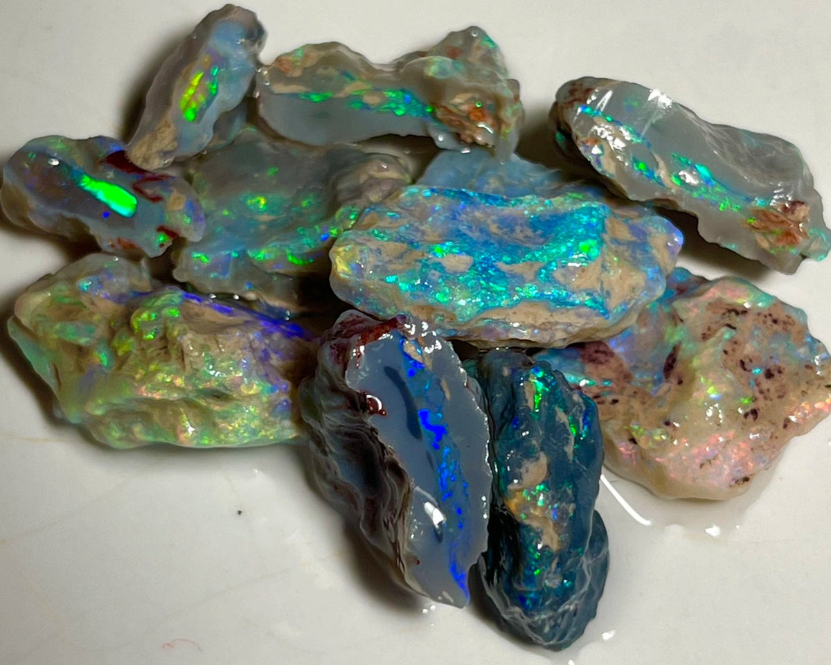 Cutters Knobby Parcel Lightning Ridge opal rough 72.75cts Nice size rough to cur with lots of Bright Multicolours 20x16x6mm to 10x7x4mm NEW960
