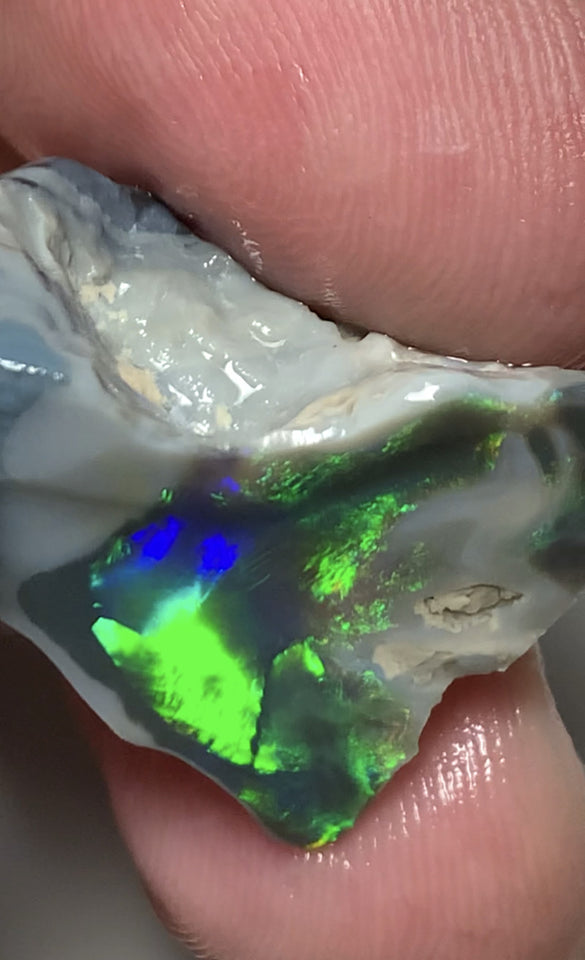 Australian Lightning Ridge Opal Gem Grade Single Semi Black Rub 29cts Rub/Rough Super Saturated Vivid Multifires & stunning pattern mix 27x16x15mm WSQ40