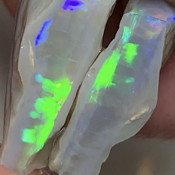 Australian Rough Opal Crystal 15cts Cutters Candy Exotic Seam Split Gem Grade Vivid & Bright fires in stunning bars 16x12x5mm & 17x13x4mm WSN18