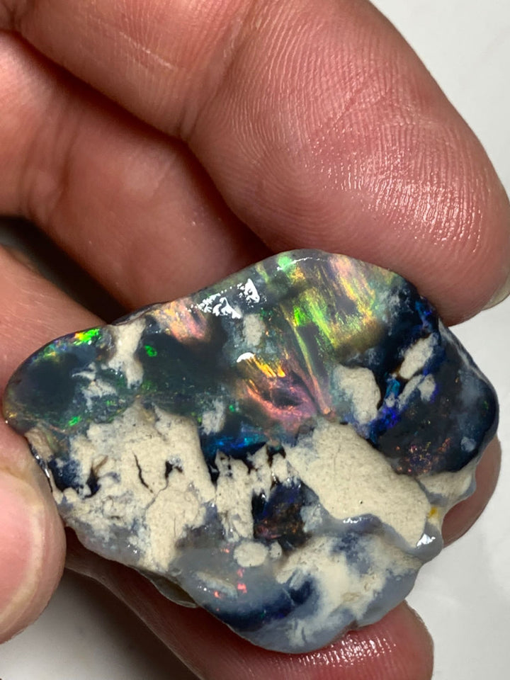 Australian Red & Multifires on Black Opal Rough Rub 65cts Mulga® Field of Grawin Bright gorgeous Fires !!! 38x30x9mm WSP24