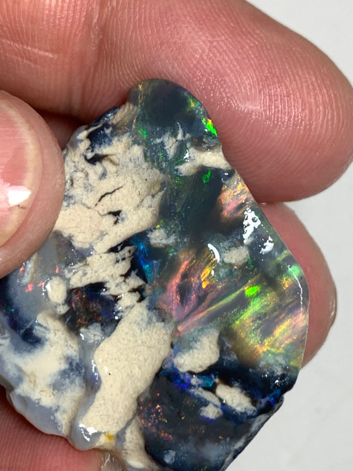 Australian Red & Multifires on Black Opal Rough Rub 65cts Mulga® Field of Grawin Bright gorgeous Fires !!! 38x30x9mm WSP24