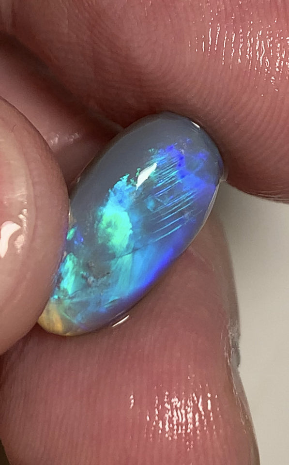 Australian Opal Jag Hill Knobby Semi Black Rub 7cts Rough / Rub / Preform Clean Super bright MULTIFIRES Broadflash & Straw Combo 15x10x6mm GEM578