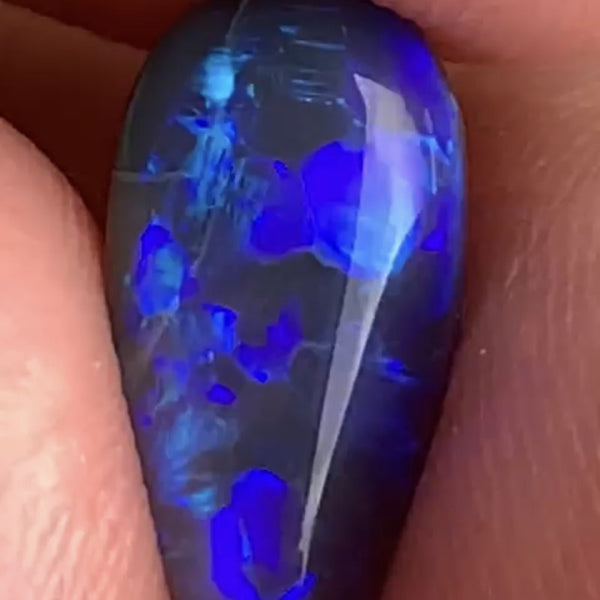 Australian Semi Black Opal Gemstone 2.5cts Gem Grade N5 Body Tone B3 Brightness Crystal body with Stunning Blue fires 12x7x3.5mm WSP53
