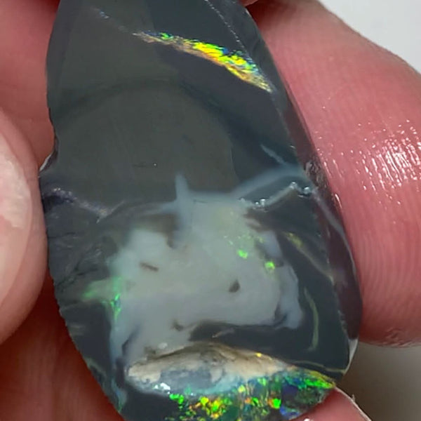 Australian Rough / Rub N4 Black opal 23cts Large Picture stone with Vibrant Bright multicolour bars 29x17x7mm WSQ29