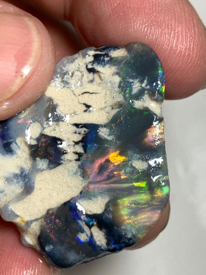 Australian Red & Multifires on Black Opal Rough Rub 65cts Mulga® Field of Grawin Bright gorgeous Fires !!! 38x30x9mm WSP24