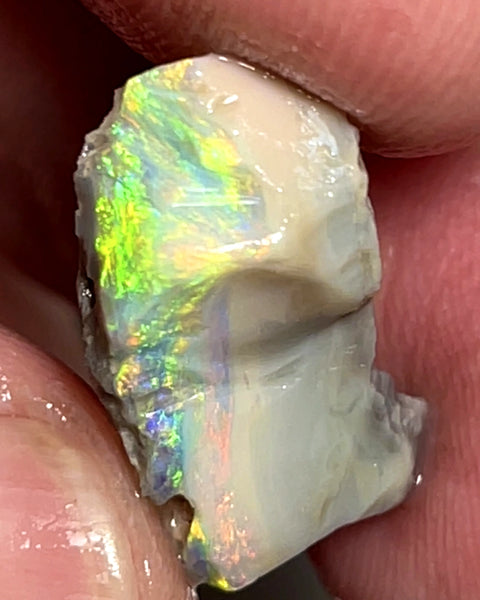 Lightning Ridge 9.5cts Dark base Seam Opal rough Gorgeous Bright Multicolours 20x9x6mm 1101