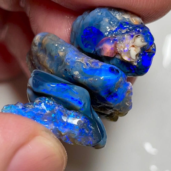 Lightning Ridge opal rough 36.00cts Blues on Black Stack 34x27x7mm x15x7x5mm NSW077