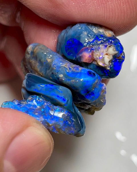 Lightning Ridge opal rough 36.00cts Blues on Black Stack 34x27x7mm x15x7x5mm NSW077