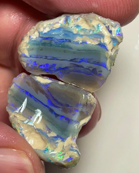 Layer Cake ? Blue Icing ? 36.50cts Lightning Ridge Dark base Crystal knobby opal rough Split 24x15x12 & 20x18x7mm NSW171