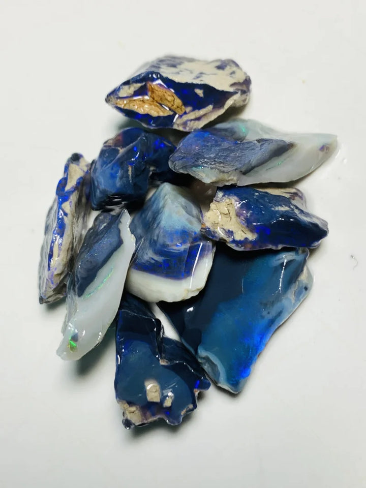 Lightning Ridge Rough Black & Dark Seams Opal Parcel 70cts Lots of Potential & Cutters Lots Bright colours & bars 20x15x3mm to 12x10x5mm WSY72