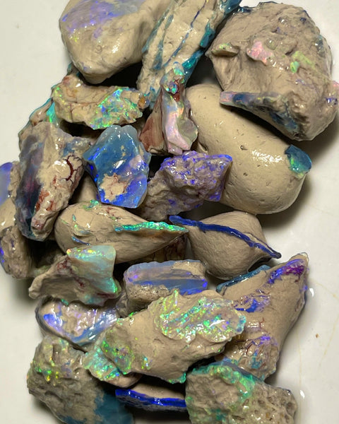 Lightning Ridge Knobby & seam opal formation rough 175.00cts Bright Multicolours Inc Pinks & reds 25x15x13mm to 12x10x3mm  NEW947