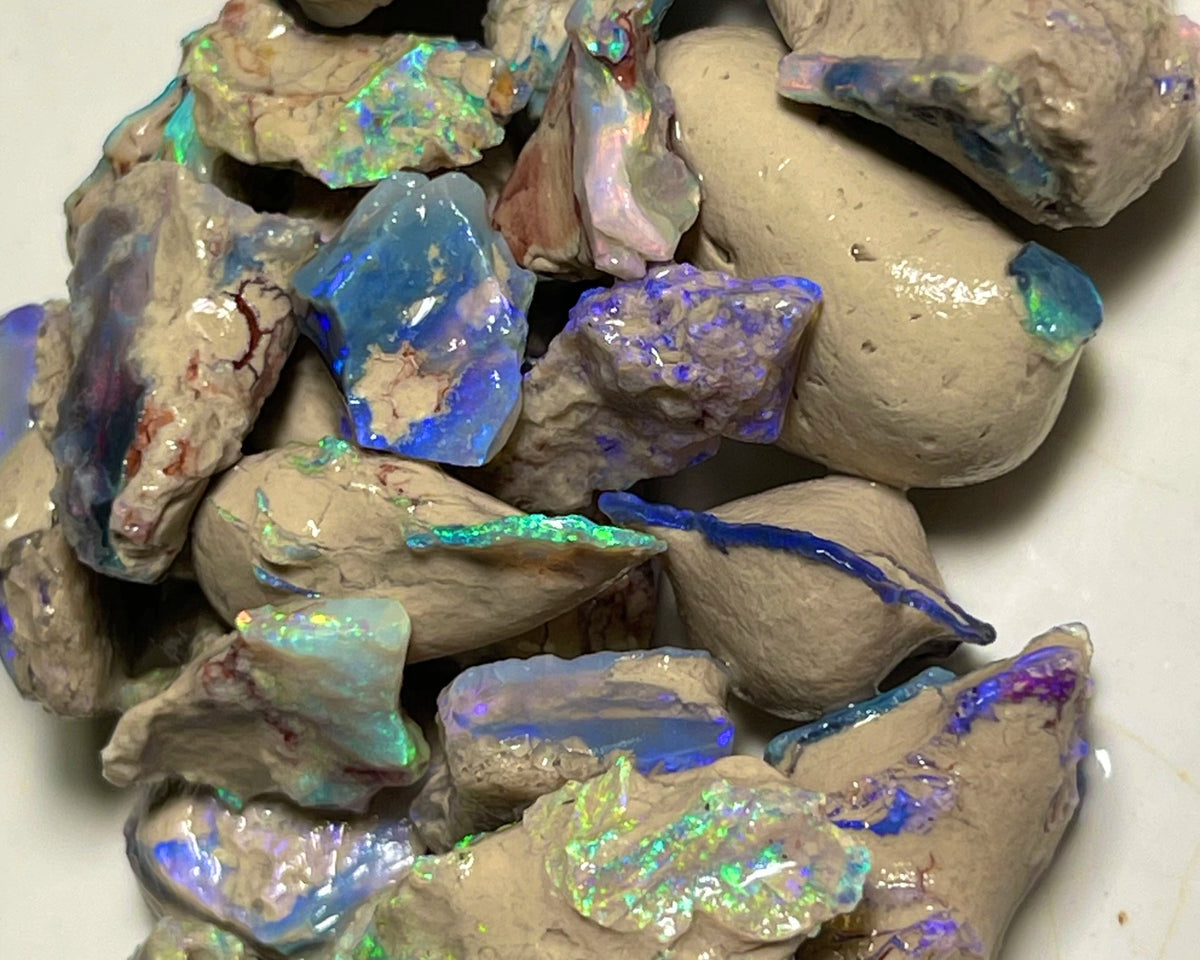 Lightning Ridge Knobby & seam opal formation rough 175.00cts Bright Multicolours Inc Pinks & reds 25x15x13mm to 12x10x3mm  NEW947