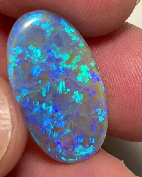 Gem Large sized Dark opal Gemstone 10.00cts Grawin Seam with Gorgeous Hues of Greens & Blues Popping Floral / Confetti pattern  24.00x 13.00x 3.00mm Top Polish ready 2 set NEW932