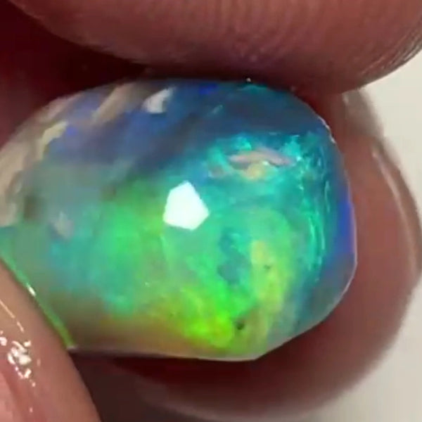 Gorgeous Bright Green dominant Multifires on this Pea knobby 8.75cts rub from Lighting Ridge  Finish high dome ring stone 13x9x8mm NSW187