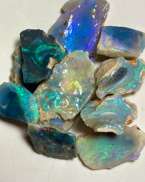 Cutter rough parcel Lightning Ridge 89.00cts Gorgeous & Bright Multifires To explore & Cut 27x15x8mm to 14x10x3mm NEW937