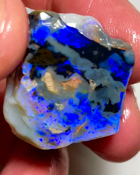Huge Sized Picture stone rub Black/Dark Seam opal rub/rough 58cts L/Ridge Gorgeous Blues 30x24x12 mm NSW141
