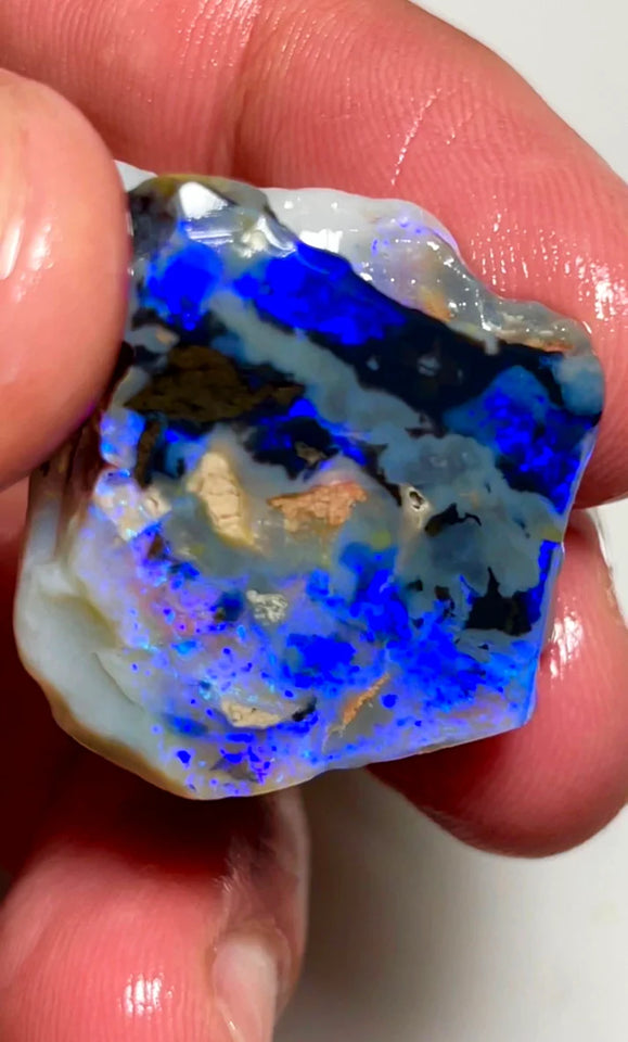 Huge Sized Picture stone rub Black/Dark Seam opal rub/rough 58cts L/Ridge Gorgeous Blues 30x24x12 mm NSW141