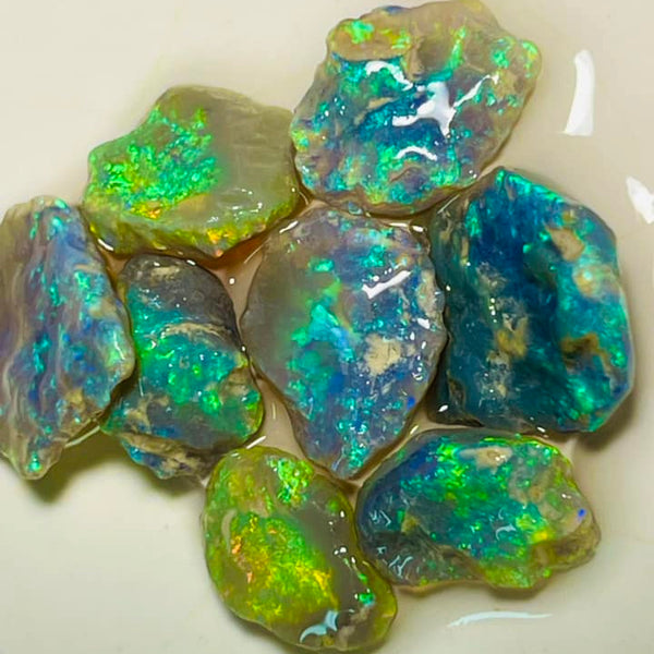 Lightning Ridge Rough Cutters Candy®  Dark & Crystal knobby Opal parcel 23cts Stunning Gorgeous Bright Multifires & bars 16x12x4mm to 12x7x2mm MFB01