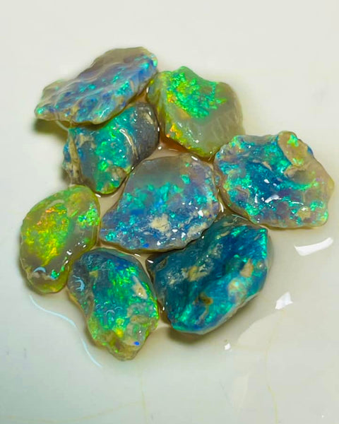 Lightning Ridge Rough Cutters Candy®  Dark & Crystal knobby Opal parcel 23cts Stunning Gorgeous Bright Multifires & bars 16x12x4mm to 12x7x2mm MFB01