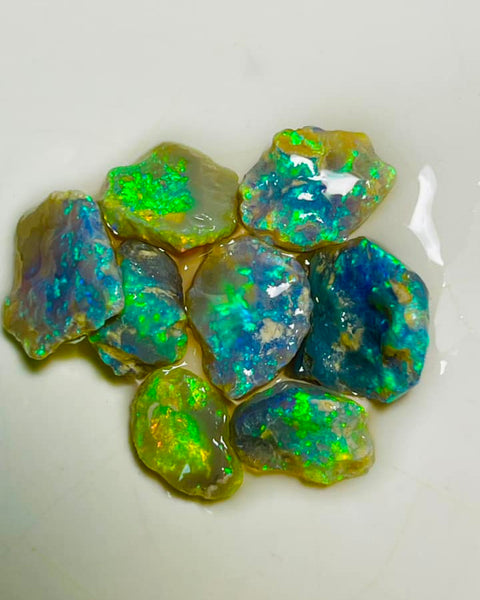 Lightning Ridge Rough Cutters Candy®  Dark & Crystal knobby Opal parcel 23cts Stunning Gorgeous Bright Multifires & bars 16x12x4mm to 12x7x2mm MFB01