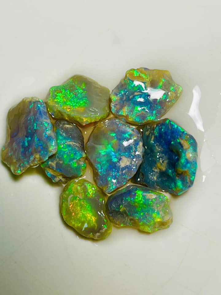 Lightning Ridge Rough Cutters Candy®  Dark & Crystal knobby Opal parcel 23cts Stunning Gorgeous Bright Multifires & bars 16x12x4mm to 12x7x2mm MFB01