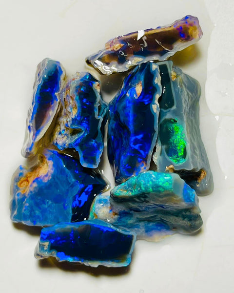 Lightning Ridge Rough Opal Parcel 47cts Cutters Select Black bright & colourful material to cut 20x8x7mm to 15x9x6mm MFB05