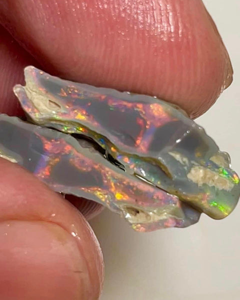 Mulga® Reds on Dark Seam Split opal 12.25cts Gorgeous Bright Multifires 20x10x5mm & 18x8x5mm MFB17