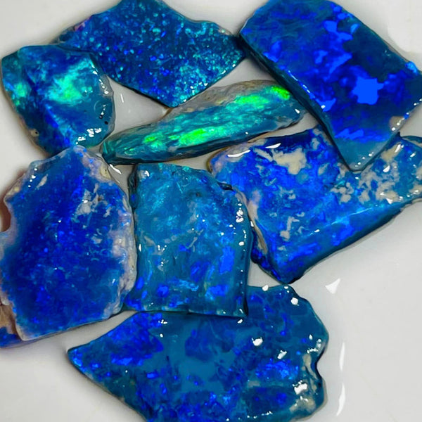 Mulga® Blues on Black Seam opal 15.75cts Gem Qualify rough for cutters 18x8x3mm to 10x7x2mm MFB22