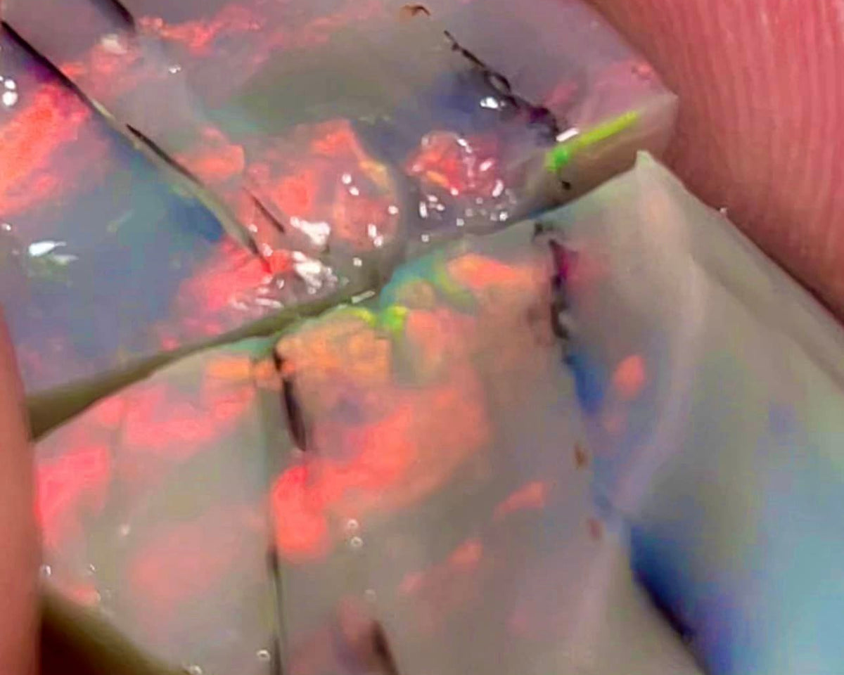 Lightning Ridge Reds on Dark Seam Split opal 33cts Nice size stunning exposed colours 23x15x7mm & 14x12x7mm  MFB46