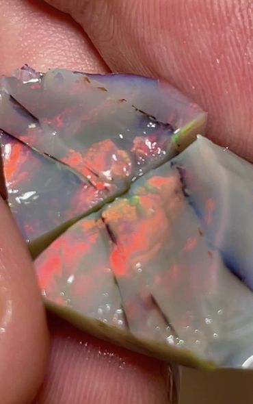 Lightning Ridge Reds on Dark Seam Split opal 33cts Nice size stunning exposed colours 23x15x7mm & 14x12x7mm  MFB46