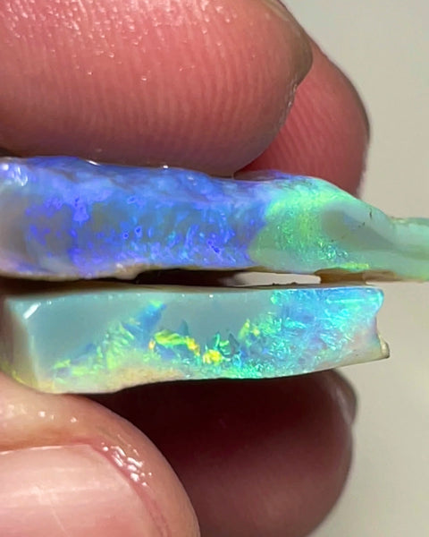 Blue/Green/Yellow dominant fires to cut 34.95cts Seam opal rough Lightning Ridge Material To cut  30x20x4mm & 21x20x4mm NEW941