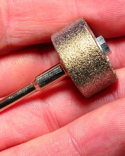 Little Ripper Diamond Welded Mini Opal Cabbing Grinder wheel/drum 20mm Diameter & 10mm wide comes with 3mm MANDREL fit Dremel & other Multitools with 3mm fittings